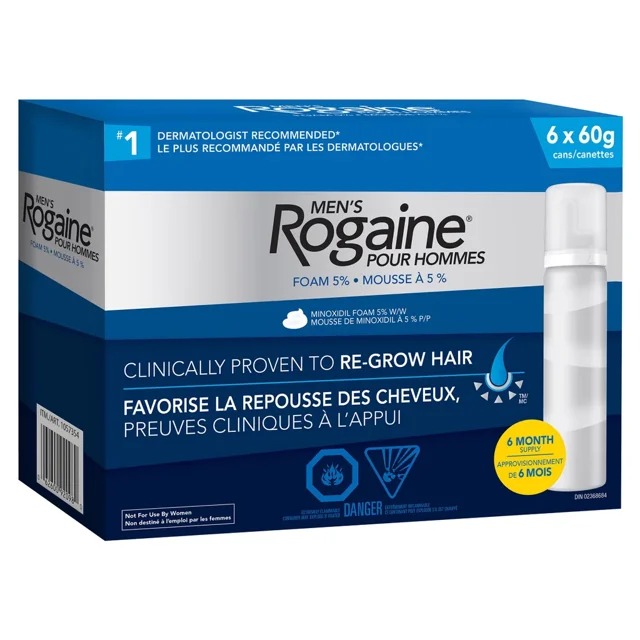 فوم ماینوکسیدل روگین امریکا Rogaine  رشد مجدد مو اصل شش ماهه مخصوص آقایان ۶ عددی