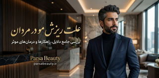 علت ریزش مو در مردان؛ بررسی کامل دلایل، راههای پیشگیری و درمان