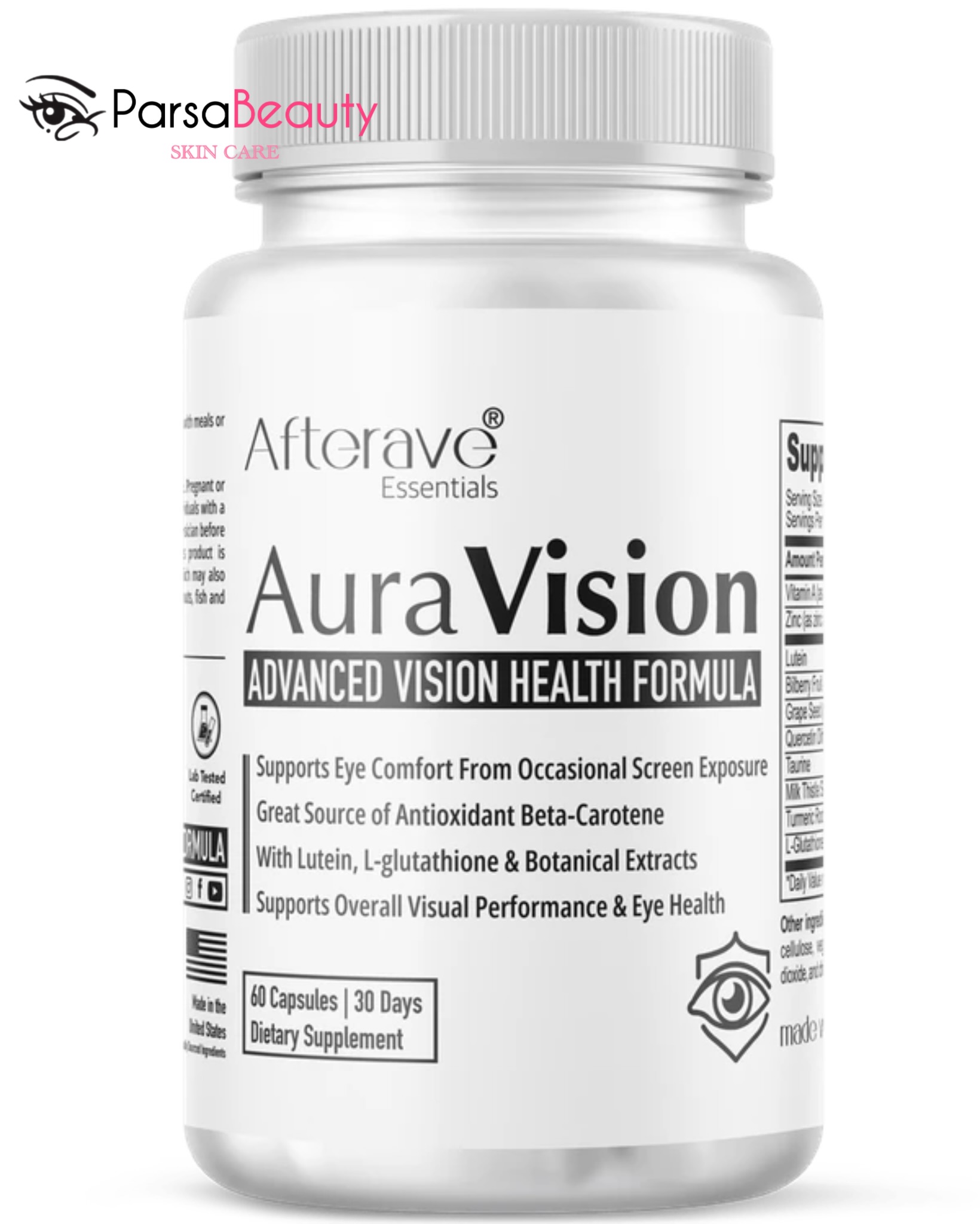 کپسول تقویت بینایی Aura Vision افترایو 60 عددی سلامت چشم و ضد خستگی اصل