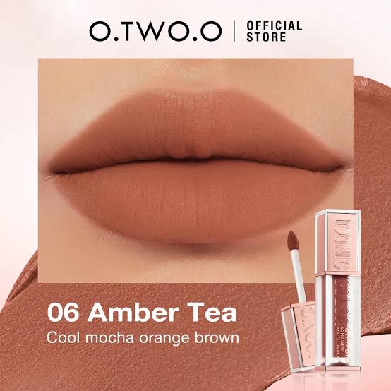 رژلب مایع مات مخملی O.TWO.O رنگ Amber Tea | ماندگاری بالا و جلوه شیک