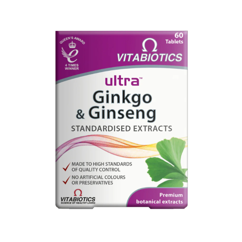 قرص اولترا جینکو و جینسینگ ویتابیوتیکس Ultra Ginkgo & Ginseng | افزایش تمرکز، انرژی و حافظه 60عدد