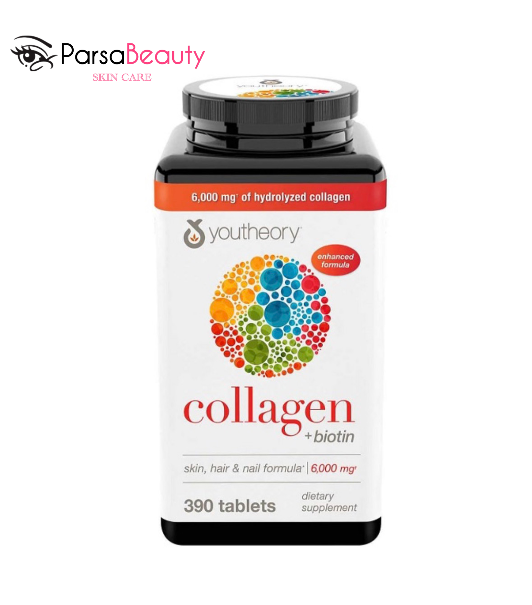 کپسول کلاژن بیوتین یوتئوری اصلی 390 عددی Youtheory collagen+biotin