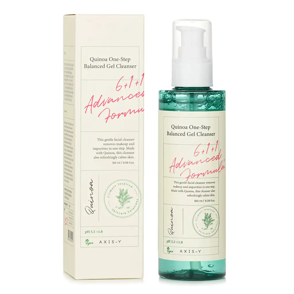 ژل شست و شو کینوا اکسیس وای ۱۸۰ میل AXIS-Y Quinoa One Step Balanced Gel Cleanser اصل | شوینده متعادل‌کننده و آبرسان پوست