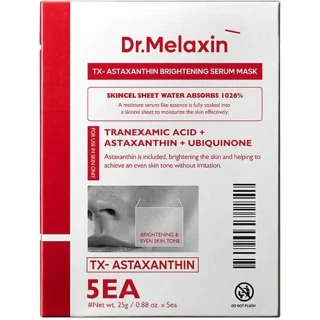 ماسک ورقه ای روشن کننده آستاگزانتین و ترانگزامیک اسید دکتر ملاکسین 5عددی | شفاف کننده پوست