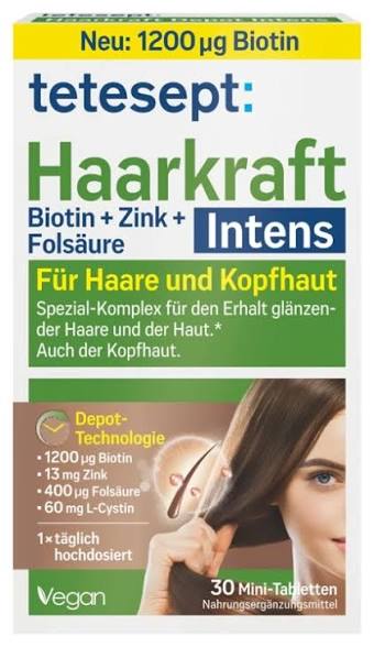 قرص تقویت کننده و درخشان کننده مو هارکرافت Tetesept Haarkraft اصل 30 عددی