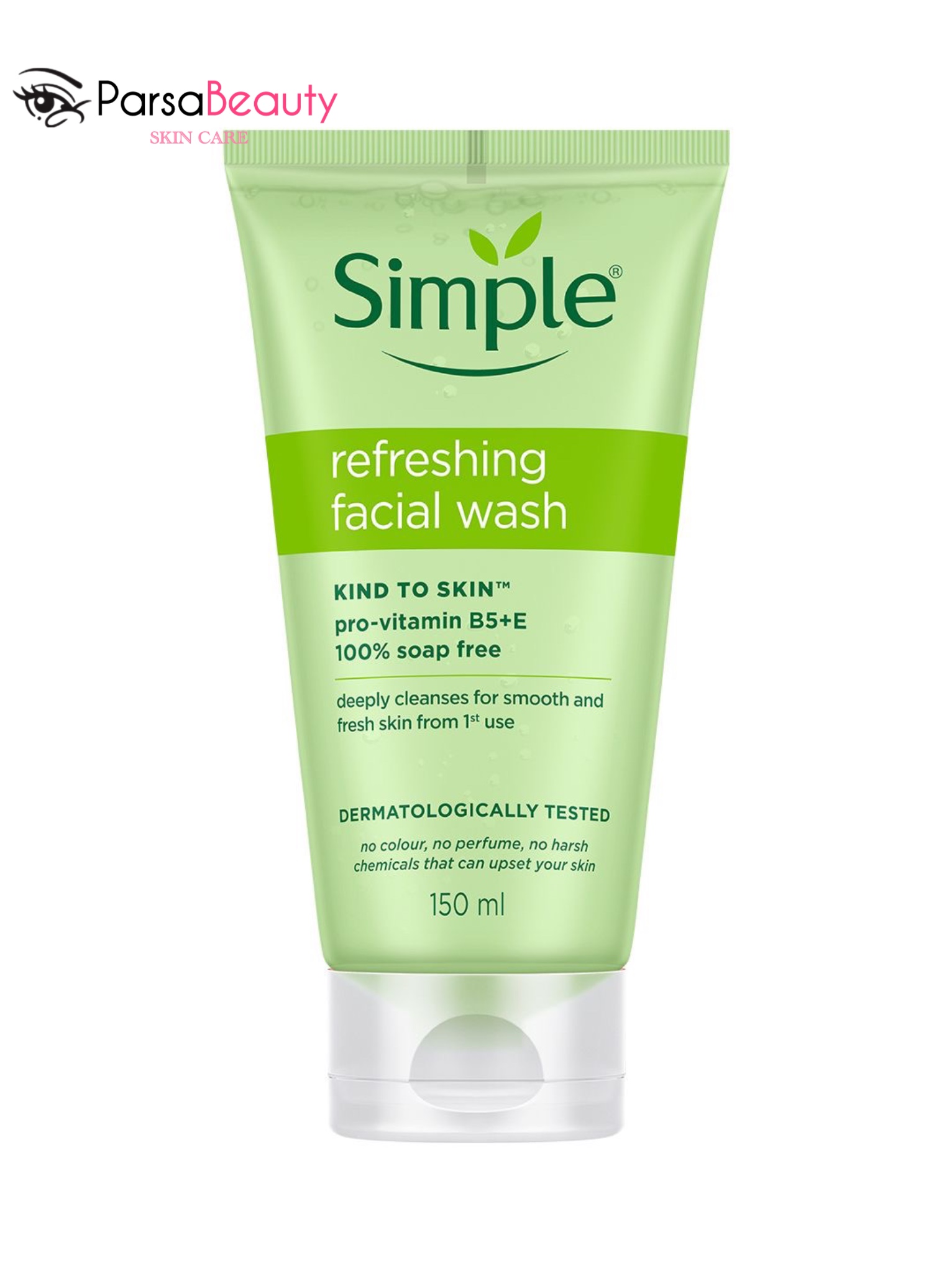ژل شستشوی صورت سیمپل Simple Kind to Skin اصل | پاک‌کننده ملایم و تسکین‌دهنده پوست حساس – 150ml