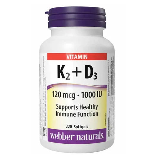 ویتامین K2 و D3 وبر نچرالز 220 عدد | Webber Naturals K2 + D3 1000 IU