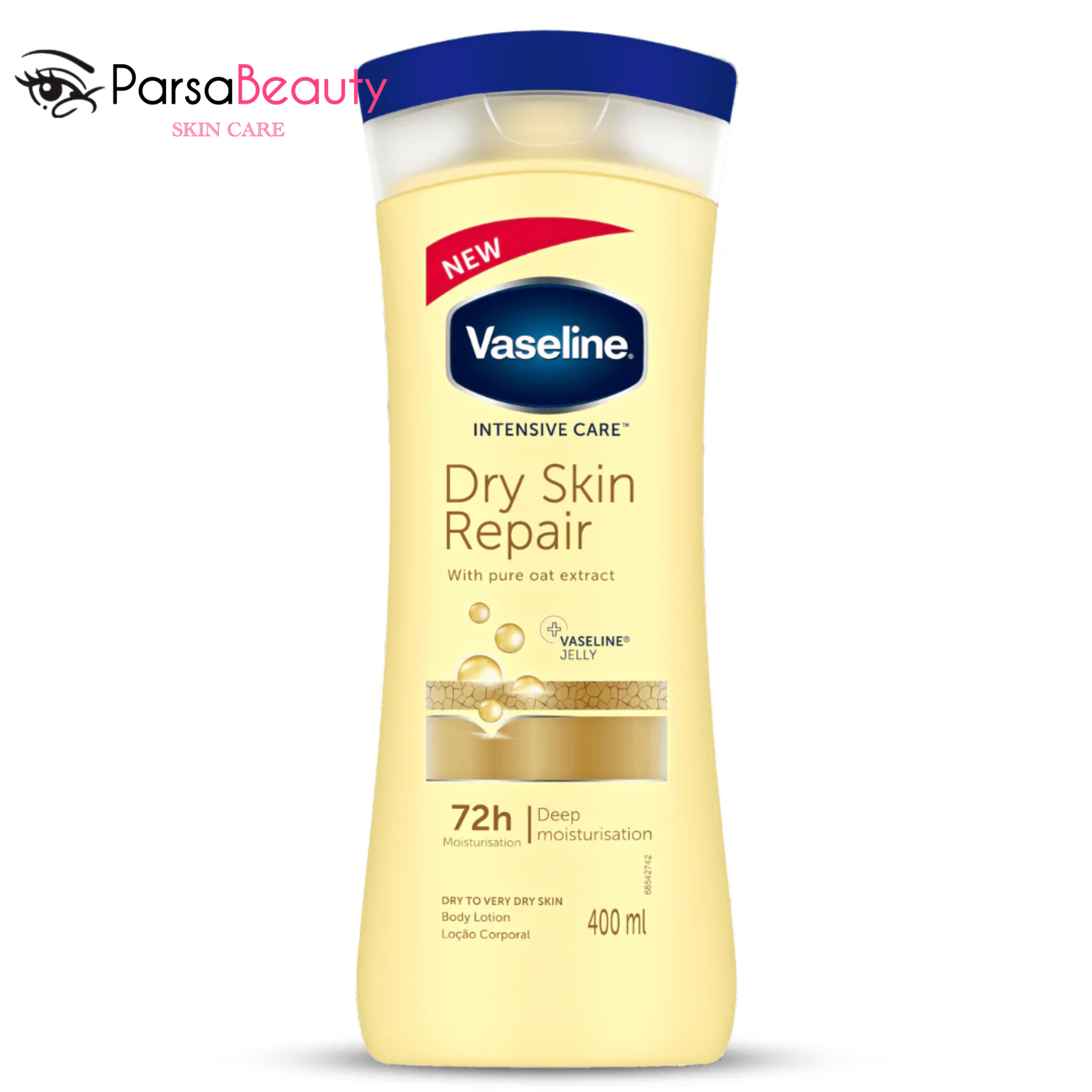 لوسیون بدن وازلین Dry Skin Repair اصل | مرطوب‌کننده قوی و ترمیم‌کننده پوست خشک 400ml