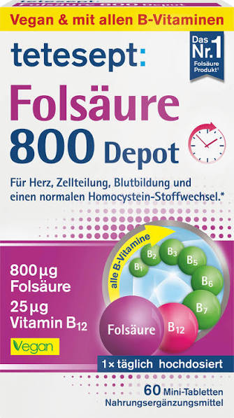 قرص اسید فولیک 800 تتسپت | Folsäure 800 Depot Tetesept 60 عددی اصل