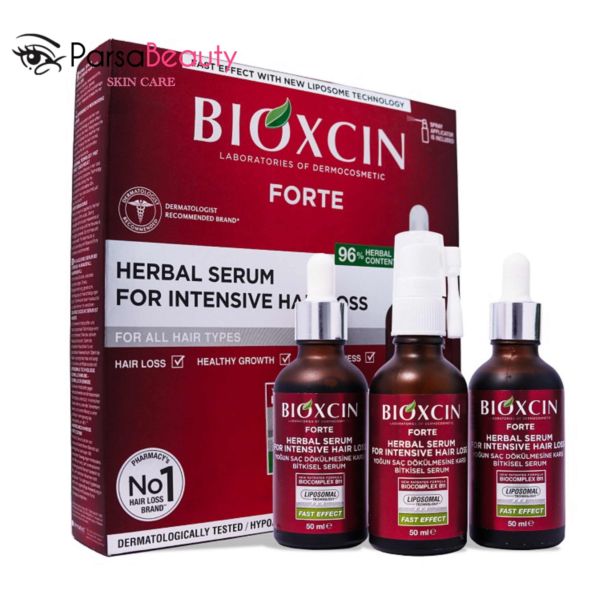 پک سرم ضد ریزش مو گیاهی فورت بیوکسین اصل 3*50میل